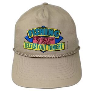 Designer Pro 5 Panel Beige Snapback Hat One Size Fishing Humor Rope Adjustable
